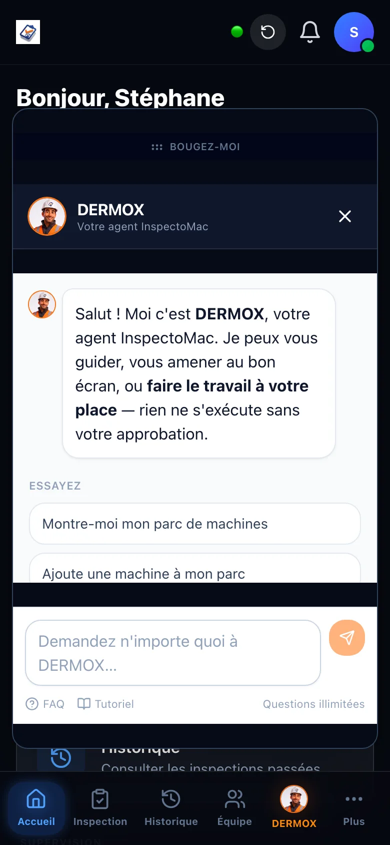 DERMOX ouvert sur un téléphone