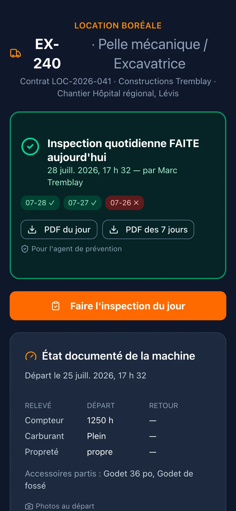 Page publique d’inspection accessible par QR